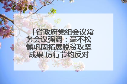 省政府党组会议常务会议强调：毫不松懈巩固拓展脱贫攻坚成果 厉行节约反对浪费弘扬优良作风