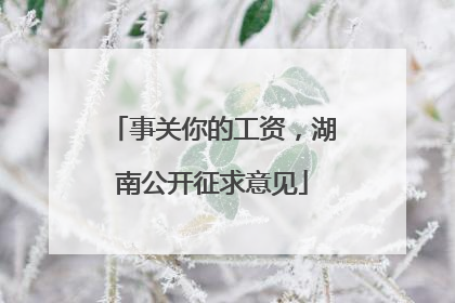 事关你的工资，湖南公开征求意见
