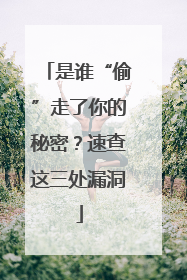 是谁“偷”走了你的秘密？速查这三处漏洞