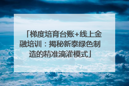 梯度培育台账+线上金融培训：揭秘新泰绿色制造的精准滴灌模式