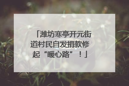 潍坊寒亭开元街道村民自发捐款修起“暖心路”！