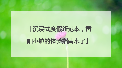 沉浸式度假新范本，黄阳小镇的体验指南来了