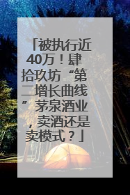 被执行近40万！肆拾玖坊“第二增长曲线”茅泉酒业，卖酒还是卖模式？