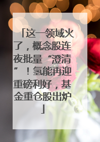 这一领域火了，概念股连夜批量“澄清”！氢能再迎重磅利好，基金重仓股出炉