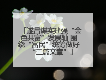 遂昌谋实建强“金色共富”发展轴 围绕“富民”统筹做好“三篇文章”